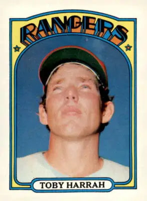 1972 Topps Toby Harrah baseball trading card featured in Toby Harrah trading card product