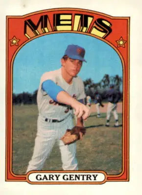 1972 Topps Gary Gentry baseball card featuring Gary Gentry rookie Gentry baseball card