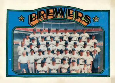 Vintage Milwaukee Brewers baseball card from 1972 Topps #106 for trading card collectors