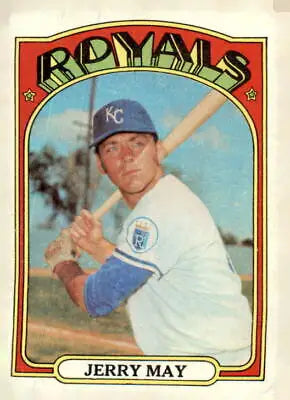 1972 Topps #109 Jerry May EX-MT trading card of Kansas City Royals player Jerry May
