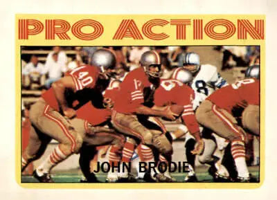 Vintage football card featuring John Brodie from the 1972 Topps series