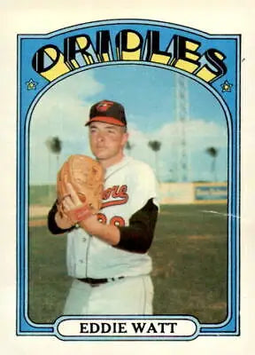 Eddie Watt trading card featuring 1972 Topps #128 EX-MT condition for collectors