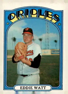 Vintage 1972 Topps #128 Eddie Watt baseball card showcasing Eddie Watt’s sports legacy