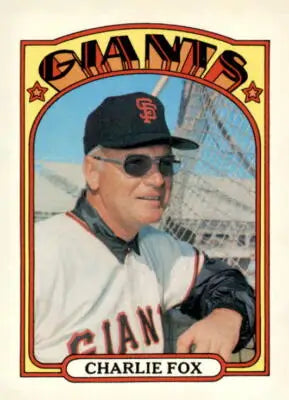 1972 Topps Charlie Fox trading card featuring Charlie Fox baseball memorabilia