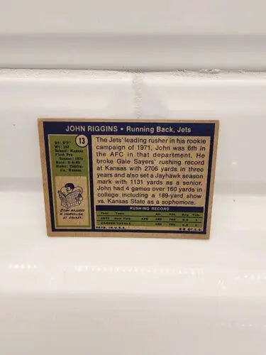 John Riggins trading card from 1972 Topps featuring the York Jets rookie card EX