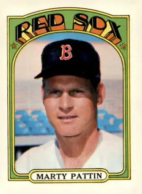1972 Topps Marty Pattin baseball card featuring Boston Red Sox player
