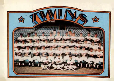 Vintage Minnesota Twins baseball card from 1972 Topps #156 featuring a Twins player