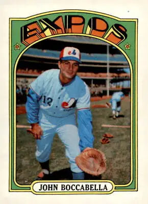 Vintage baseball card of John Boccabella from the 1972 Topps sports trading collection