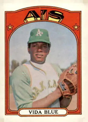 1972 Topps #169 Vida Blue baseball card featuring the Oakland Athletics in excellent condition