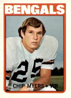 1972 Topps Chip Myers football trading card in excellent condition featuring Chip Myers