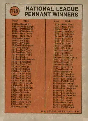 Vintage baseball pennant winners list featuring Paul Schaal Kansas City Royals trading card