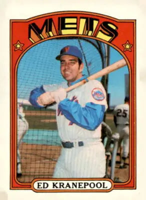 1972 Topps Ed Kranepool New York Mets baseball card on display