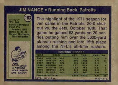 Vintage Jim Nance trading card from 1972 Topps #183, a great addition for collectors