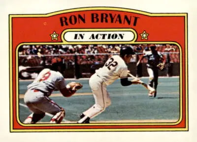 Ron Bryant 1972 Topps #186 sports trading card showcasing a vintage baseball collectible