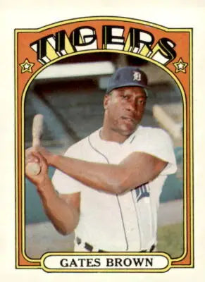 Gates Brown baseball card from 1972 Topps #187 showcasing Gates Brown’s career