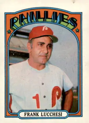 1972 Topps Frank Lucchesi MLB player trading card in near mint to mint condition