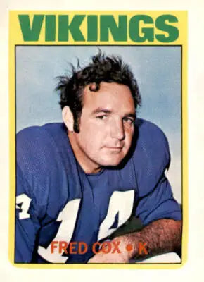 Fred Cox football card from 1972 Topps #194 featuring Minnesota Vikings player