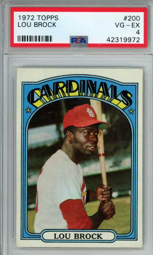 Graded 1972 Topps Lou Brock PSA 4 VG-EX St. Louis Cardinals Baseball Card