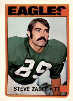 Vintage football trading card featuring Steve Zabel from 1972 Topps #21