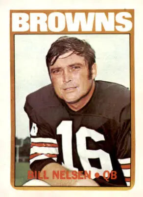 Vintage Cleveland Browns football card of Bill Nelsen from 1972 Topps #211
