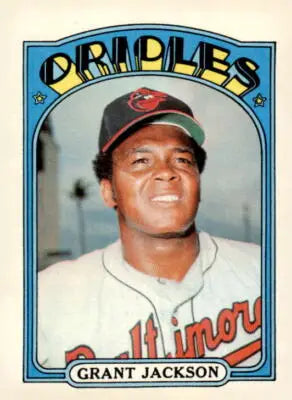 1972 Topps #212 Grant Jackson trading card, a classic sports trading card featuring Grant Jackson