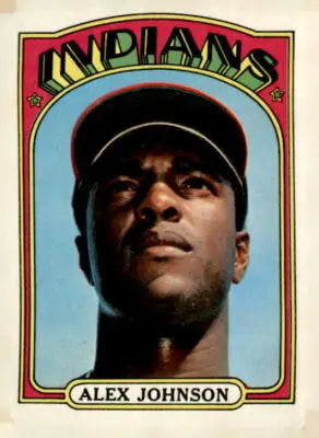 Alex Johnson baseball card from 1972 Topps #215 featuring Cleveland Indians player