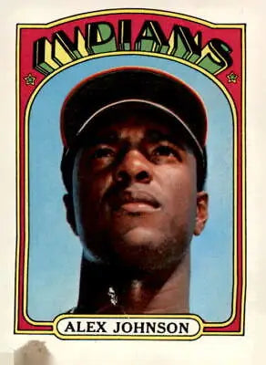 Alex Johnson Cleveland Indians baseball card from 1972 Topps #215 for collectors