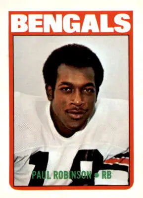 Paul Robinson Bengals football trading card from 1972 Topps #219, sports trading card