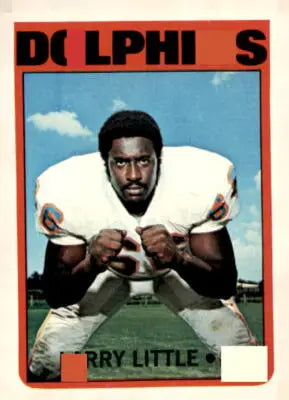 Football trading card featuring Miami Dolphins player Larry Little from 1972 Topps #240