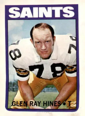 Glen Ray Hines football card from 1972 Topps #242 featuring legendary player