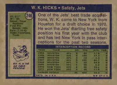Vintage football card from the 1972 Topps sports trading card collection