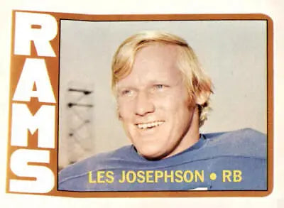 Vintage 1972 Topps #247 Les Josephson card featuring Los Angeles Rams graphics