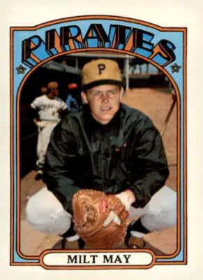 1972 Topps Milt May baseball card, a classic sports trading card from the 1970s
