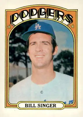 1972 Topps Bill Singer trading card featuring Los Angeles Dodgers player