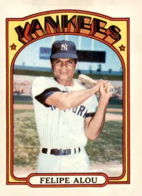 Felipe Alou baseball trading card from 1972 Topps #263, a valuable sports trading card