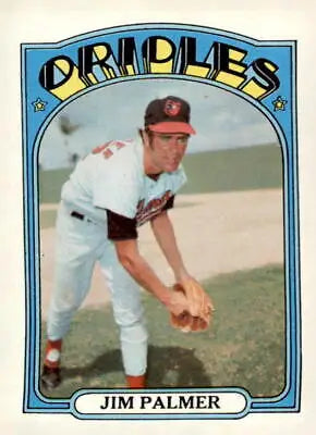 1972 Topps Jim Palmer baseball card showcasing a Jim Palmer baseball collectible