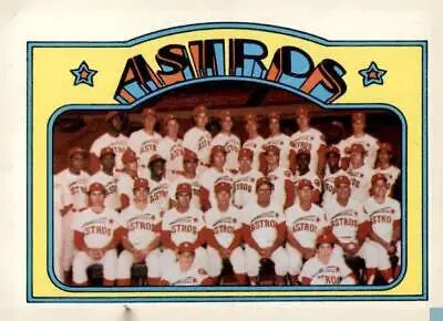 Vintage Houston Astros baseball card from 1972 Topps #282 featuring iconic design