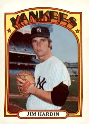 Vintage Jim Hardin baseball card featuring MLB uniform from 1972 Topps #287 trading card