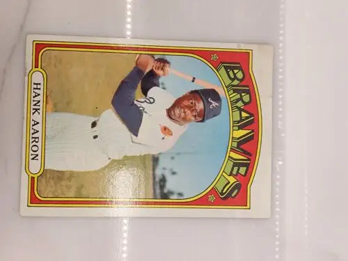 Vintage baseball Hank Aaron trading card from 1972 Topps #299 in VG-EX condition