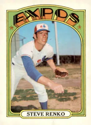 1972 Topps Steve Renko Baseball Card with Montreal Expos team logo and EX-MT condition