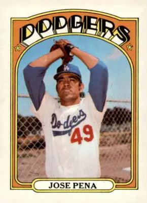 Jose Pena baseball card from 1972 Topps #322 showcasing Los Angeles Dodgers player