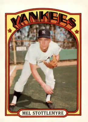 1972 Topps Mel Stottlemyre baseball card showcasing Mel Stottlemyre baseball memorabilia