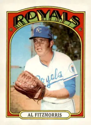 1972 Topps #349 Al Fitzmorris Kansas City Royals baseball card display