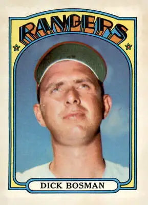 Vintage 1972 Topps Dick Bosman baseball trading card featuring Texas Rangers player