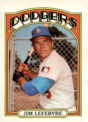 1972 Topps Jim Lefebvre baseball card featuring Los Angeles Dodgers player in NM-MT condition