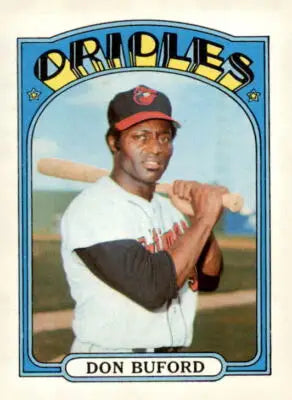 1972 Topps Don Buford baseball card featuring Baltimore Orioles player in excellent condition
