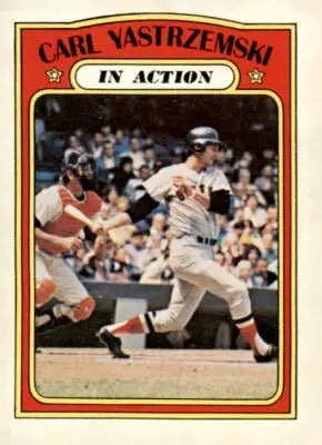 Vintage baseball card of Carl Yastrzemski from the Boston Red Sox 1972 Topps series