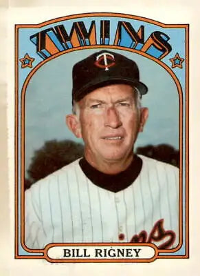 1972 Topps #389 Bill Rigney EX-MT sports trading card for collectors and fans