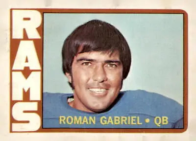 Roman Gabriel trading card from 1972 Topps featuring the Los Angeles Rams