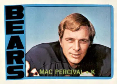 1972 Topps Mac Percival football card showcasing Mac Percival football memorabilia